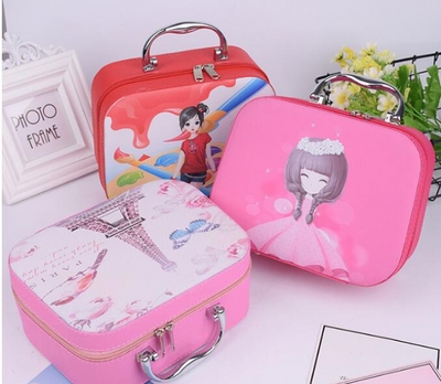 产品销售:促销韩国可爱美女图化妆箱 便携大容量旅行女化妆包化妆品收纳箱